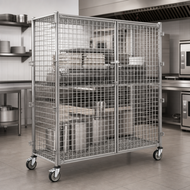 Product image #3 for QuadTruss Mobile Open Wire Security Cage with 2 Padlock-Ready Doors
