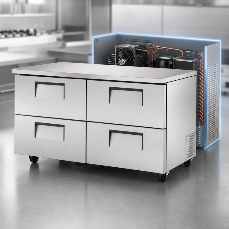Product image #3 for True 60 3/8-Inch 2-Section 4-Drawer Undercounter Refrigerator