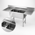Thumbnail image #3 for Advance Tabco Fabricated 2-Compartment Stainless Steel Sink with Left and Right Drainboards, 24 x 24 x 14-Inch Bowls, 96-Inch Overall Length