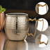 Thumbnail image #3 for American Metalcraft 16 Ounce Moscow Mule Mug with Brass Handle, Stainless Steel, Gold Hammered Finish