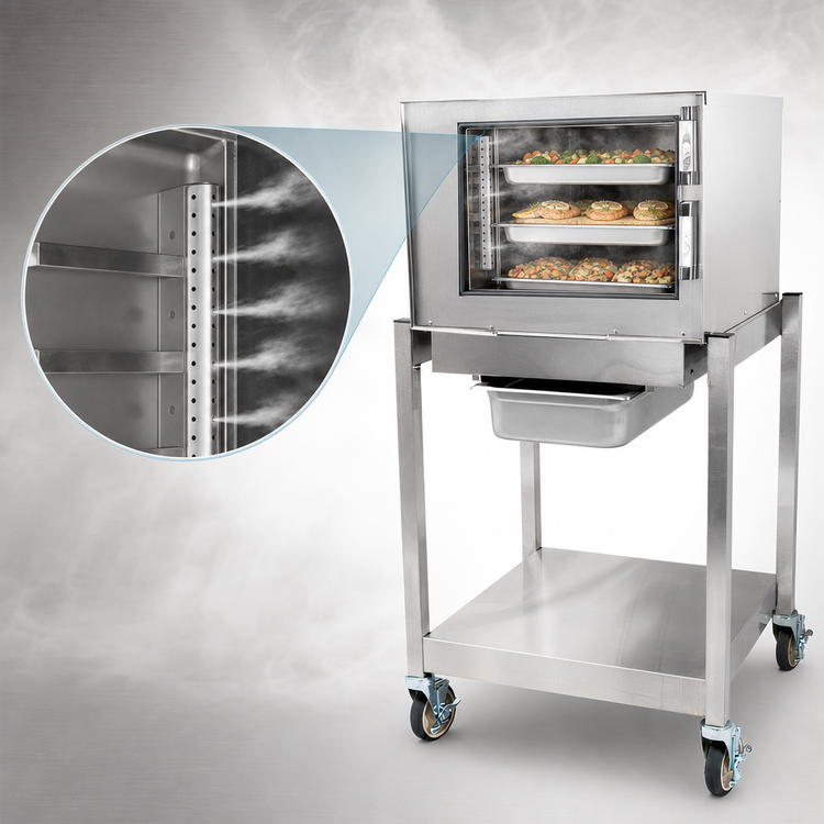 Product image #3 for AccuTemp Connectionless Evolution Boilerless Convection Steamer, 3-Pan, Natural Gas, Stand-Mounted