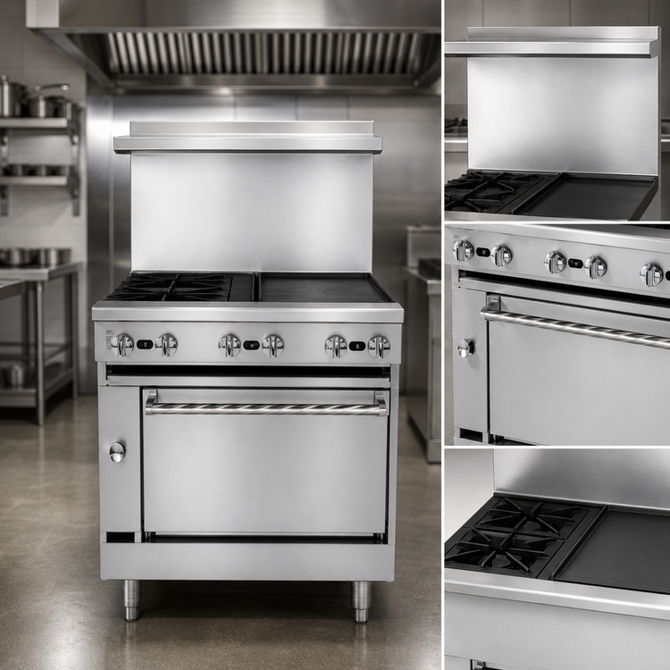 Product image #3 for Jade Range Bistro JBR-2-24G 36" Gas Restaurant Range with (2) Open Burners and 24" Griddle, Cabinet Base
