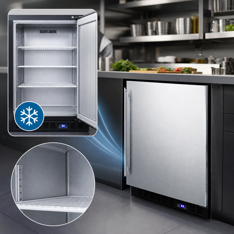 Product image #3 for Summit Commercial 24-Inch Undercounter All-Freezer, 4.7 Cu. Ft., Built-In/Freestanding, Stainless Steel