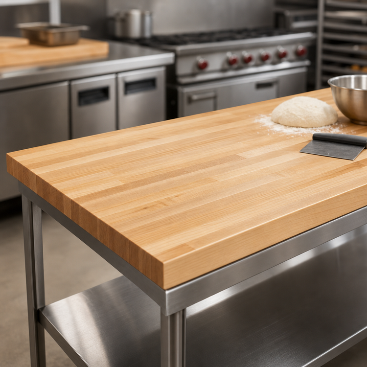 Product image #3 for John Boos Laminated Northern Hard Rock Maple Edge Grain Work Table Top, 132 x 24 x 1-1/2 Inch Thick, Penetrating Oil Finish