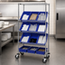 Thumbnail image #3 for Quantum Mobile Wire Shelving Bin System Unit with 12 Bins, 36 x 18 Inches, Chrome Plated