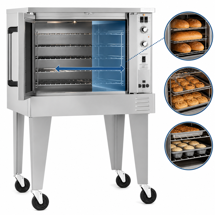 Product image #3 for Southbend Platinum Bakery Depth Single Deck Gas Convection Oven, 50,000 BTU, Standard Controls, Dependent Doors