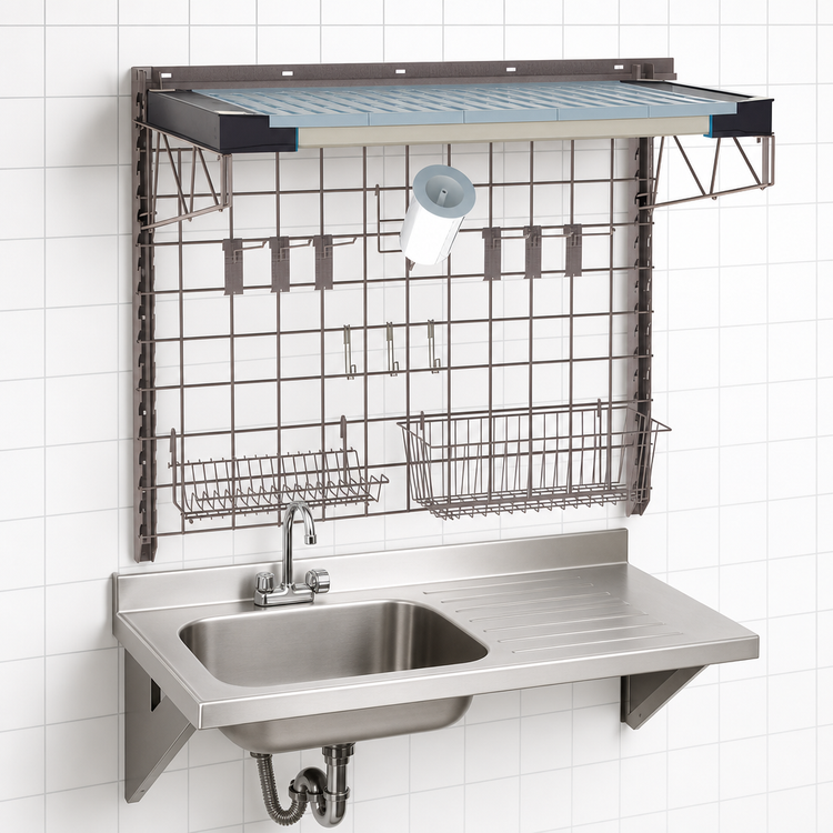 Product image #3 for Metro SmartWall Wall-Mounted Sink Shelf Kit, 1 Shelf, Metroseal Gray