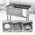 Thumbnail image #4 for Koolmore 51-Inch 3-Compartment 304 Stainless Steel Commercial Sink with Backsplash and Faucet Holes
