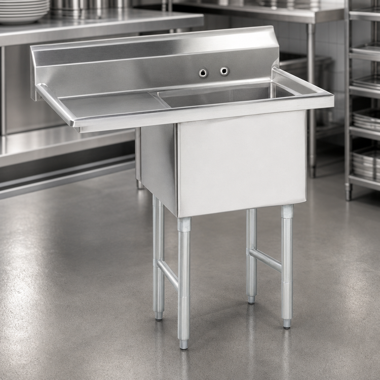 Product image #3 for Advance Tabco Special Value Series 1-Compartment Fabricated Sink with 18-Inch Left Drainboard, 18 x 24 x 14-Inch Bowl