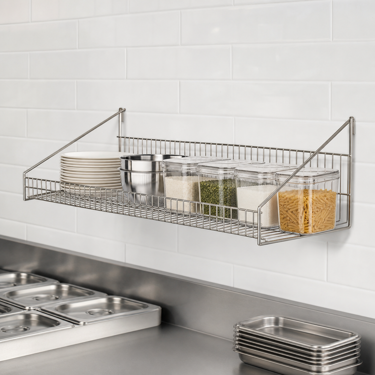 Product image #3 for Metro SmartWall Life 36-Inch x 14-Inch Wall-Mounted Grid Shelf with Retaining Edge, 304 Stainless Steel