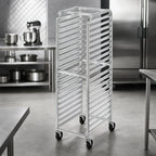 Thumbnail image #3 for Channel Manufacturing 415AC 27-Pan Aluminum Side-Load Bun Pan Rack with 2-Inch Spacing and 5-Inch Casters
