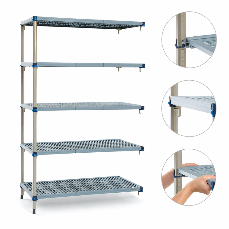 Product image #3 for MetroMax Q 60"W x 18"D x 74"H Add-On Polymer/Wire Shelving Unit with 5 Quick-Adjust Shelves
