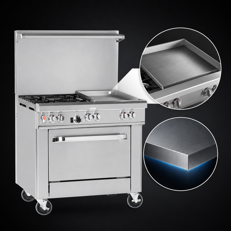 Product image #3 for Ultimate 36-Inch Gas Restaurant Range with Thermostatic Griddle and Convection Oven