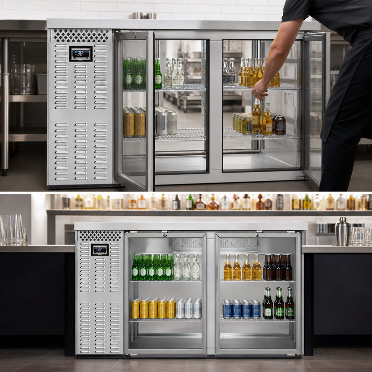 Product image #3 for Continental Refrigerator BB59NSSGDPT 59-Inch Four Glass Door Pass-Thru Back Bar Cooler