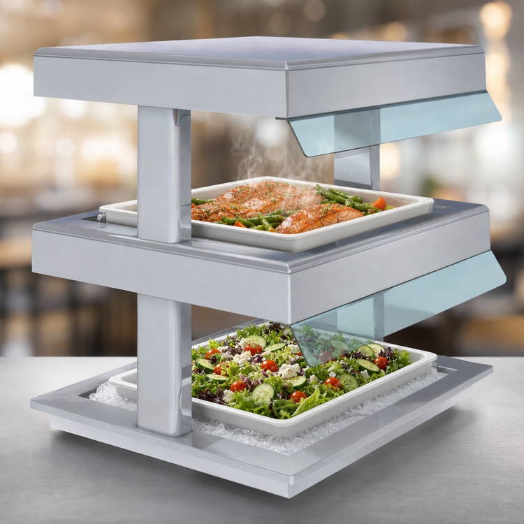 Product image #3 for Duke HotFrost HF35-2-HFL-HFL 35 Inch 2-Tier Hot/Cold Switchable Drop-In Merchandiser