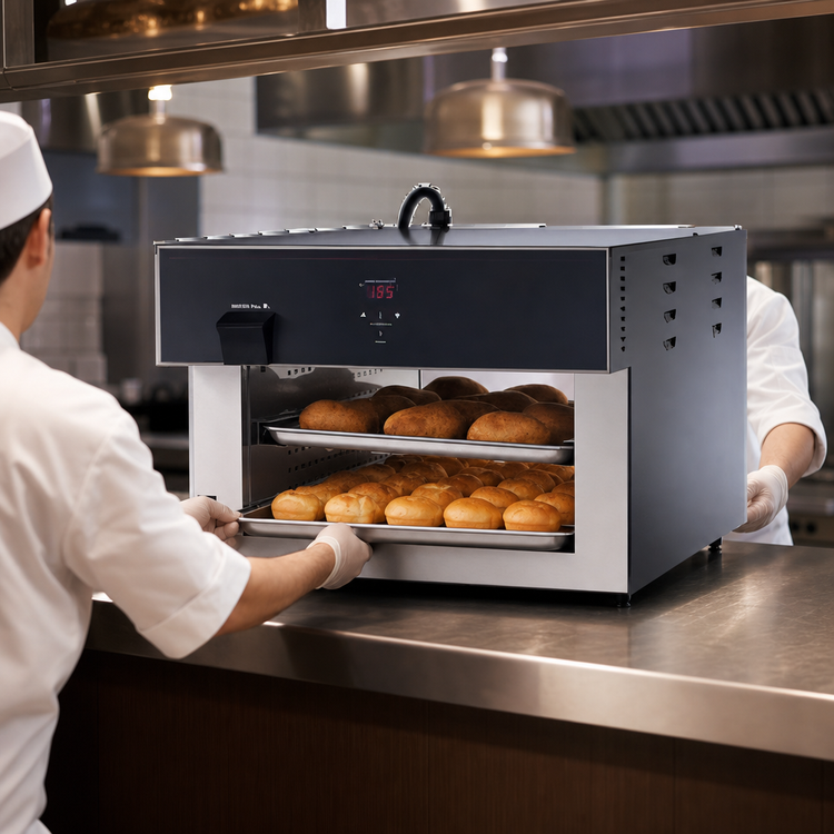 Product image #3 for Hatco Flav-R-Savor Pass-Through 2-Tier Humidified Countertop Heated Air Curtain Display Cabinet for Full-Size Sheet Pans