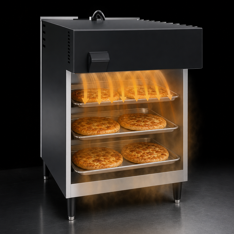 Product image #3 for Hatco Flav-R-Savor 3-Tier Countertop Heated Air Curtain Hot Food Display Cabinet for Half-Size Sheet Pans