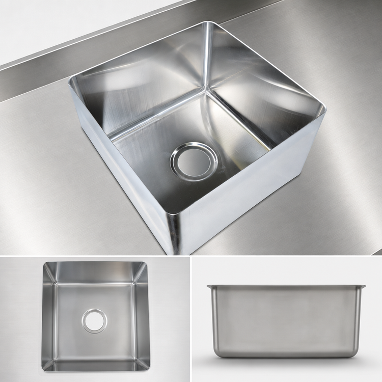 Product image #3 for BK Resources Single Compartment Weld-In 304 Stainless Steel Sink, 18 x 24 x 14 Inches Deep