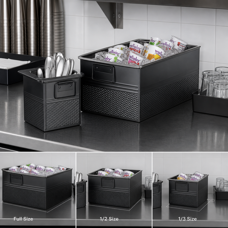 Product image #3 for American Metalcraft 1/3 Size Rectangular Galvanized Beverage Tub Housing, Black Finish