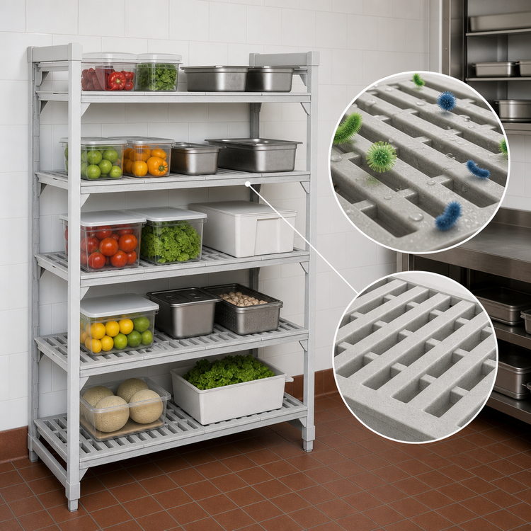 Product image #4 for Camshelving Premium 5-Tier Vented Stationary Polymer Shelving Starter Unit, 21 x 72 x 84 Inches, Speckled Gray