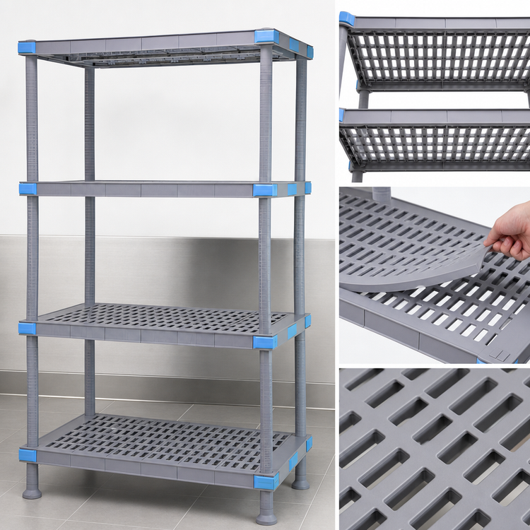 Product image #3 for Quantum Millenia 4-Shelf Stationary Starter Polymer Shelving Unit, 42 x 24 x 86 Inches