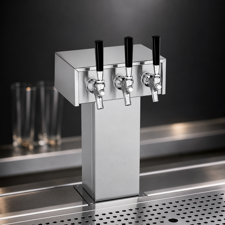 Product image #3 for Perlick 3780-3BPC 3-Faucet Air-Cooled Tee Draft Beer Tower, Polished Chrome