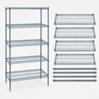 Thumbnail image #3 for Quantum WR74-2442GY-5 Stationary Wire Shelving Starter Kit, 42"W x 24"D x 74"H, 5 Shelves, Gray Epoxy Finish