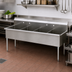 Thumbnail image #3 for Four-Compartment Freestanding Utility Sink, 73-3/8 Inch Wide, 16-Gauge 430 Stainless Steel, 8 Inch Backsplash