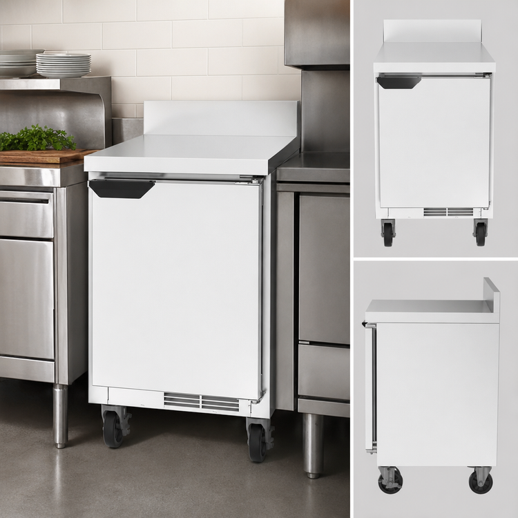Product image #3 for Beverage-Air 20-Inch Shallow Depth Worktop Refrigerator with Solid Reversible Door and Foamed-In-Place Backsplash
