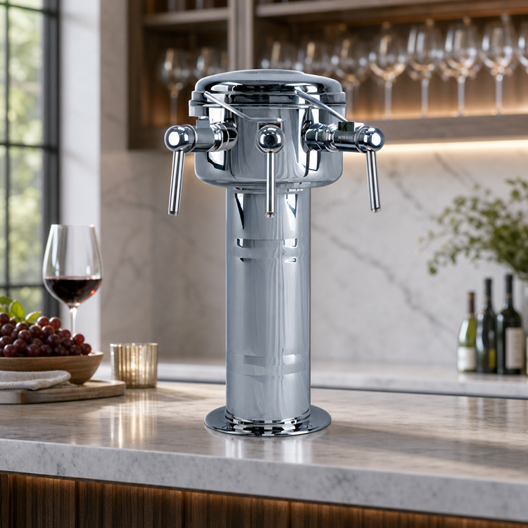 Product image #3 for Sommelier Countertop Air-Cooled Wine Font with 3 Stainless Steel Side Pull Faucets