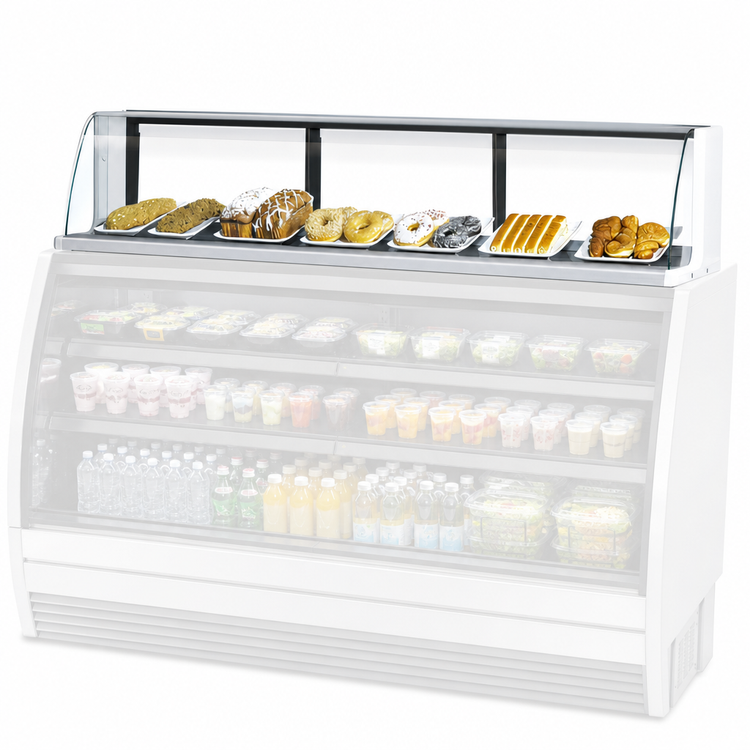 Product image #3 for Turbo Air Low-Profile Top Display Dry Case for Open Display Merchandisers, 63-1/4 Inch W, 3.6 Cu. Ft., 3 Doors