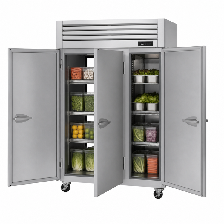 Product image #3 for Turbo Air PRO Series Pass-Thru Two-Section Reach-In Refrigerator, 50.64 Cu. Ft., Top-Mount Self-Contained, Solid Doors