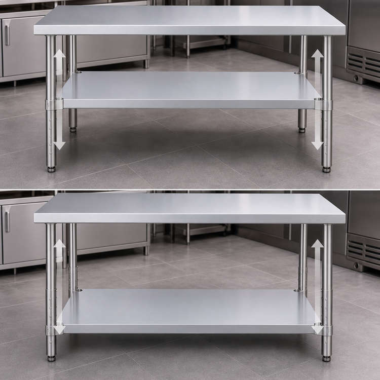 Product image #3 for Adjustable 18-Gauge Stainless Steel Undershelf for 72 x 30 x 36-Inch Work Table