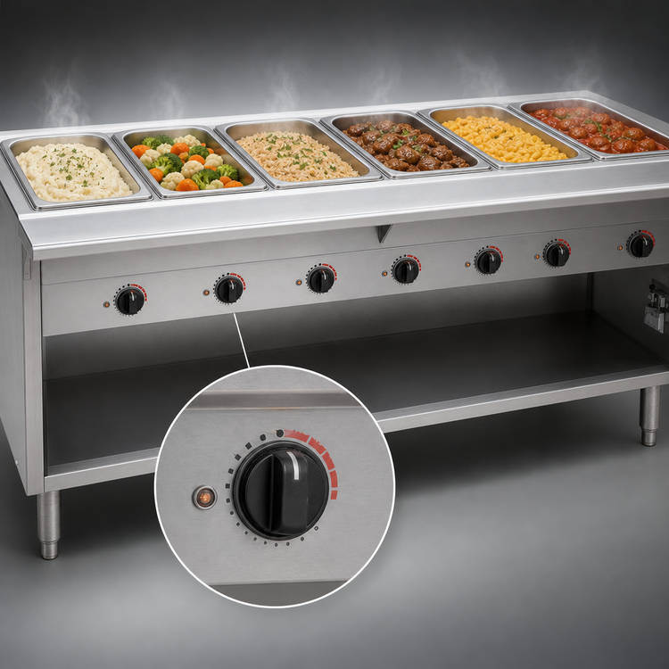 Product image #3 for Spec-Master HT6CB-208-3 Electric 6-Well Hot Food Table with Enclosed Base