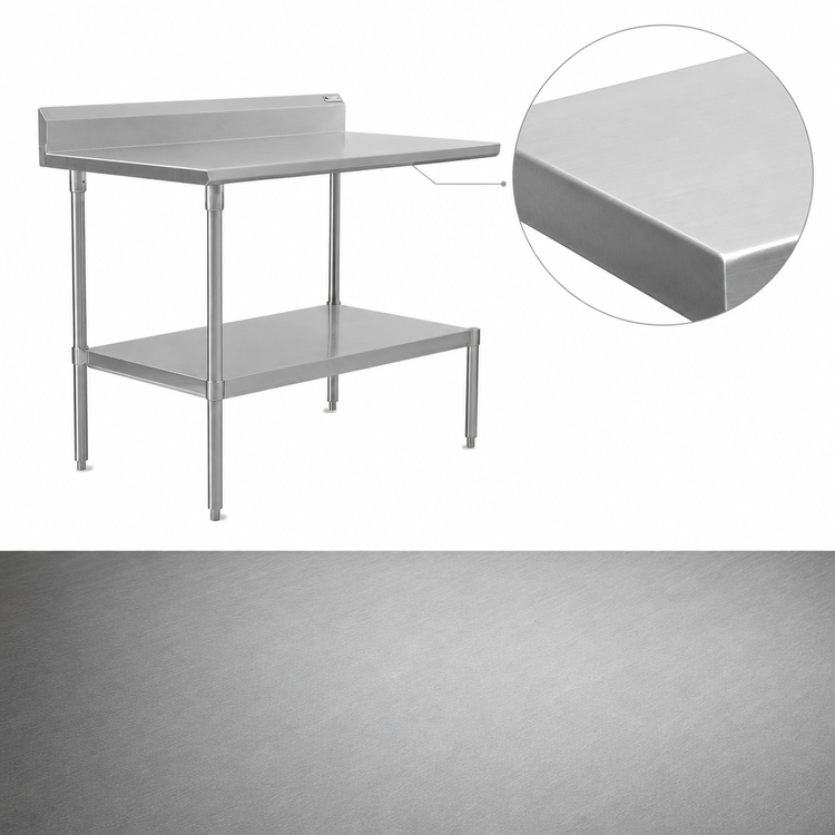 Product image #3 for John Boos Stallion Stainless Steel Work Table with 5-Inch Backsplash and Adjustable Undershelf, 84 x 24 Inches
