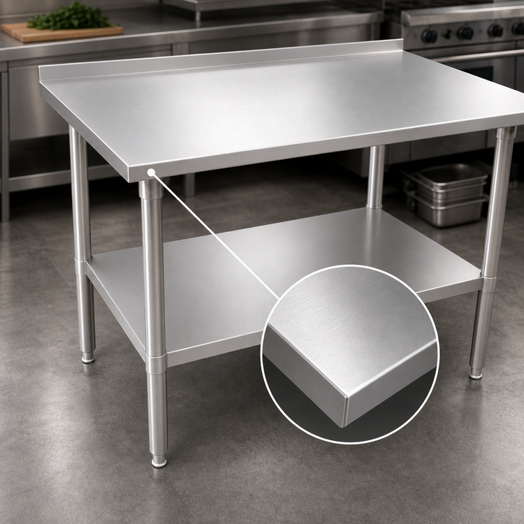 Product image #3 for John Boos Stallion 30 Inch W x 24 Inch D Stainless Steel Work Table with 1-1/2 Inch Rear Up-Turn and Adjustable Undershelf