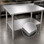Thumbnail image #3 for John Boos Stallion ST6R1.5-2430SSK-X 30-Inch W x 24-Inch D Stainless Steel Work Table, 16-Gauge 300-Series Top, Rear Up-Turn and Undershelf