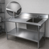 Thumbnail image #3 for John Boos 48-Inch 16-Gauge Stainless Steel Sink Table with Right Bowl, 5-Inch Backsplash, Galvanized Base, and Faucet