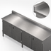 Thumbnail image #3 for John Boos Enclosed Base Work Table with Hinged Doors, 132 x 24 Inches, 16-Gauge 300 Series Stainless Steel Top, 5-Inch Backsplash