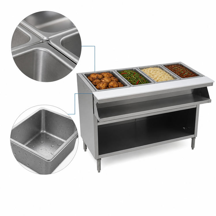 Product image #3 for Spec-Master SHT4CB-208 63.5" 4-Well Electric Sealed Hot Food Table with Sliding Doors