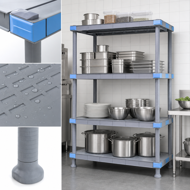 Product image #3 for Quantum Millenia 48"W x 18"D x 86"H Gray Polymer Stationary Starter Shelving Unit with 4 Solid Shelves