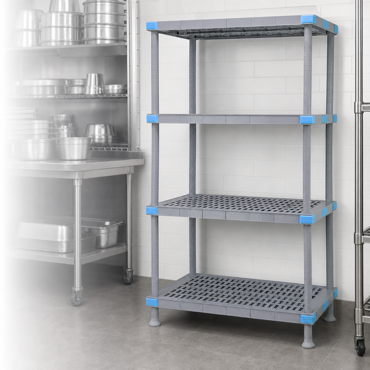 Product image #3 for Millenia 36"W x 21"D x 74"H Gray 4-Shelf Polymer Shelving Starter Unit