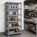 Thumbnail image #3 for Quantum Millenia QP242462VS-5 24"W x 24"D x 62"H Gray Polymer Louvered Starter Shelving Unit with 5 Removable-Mat Shelves