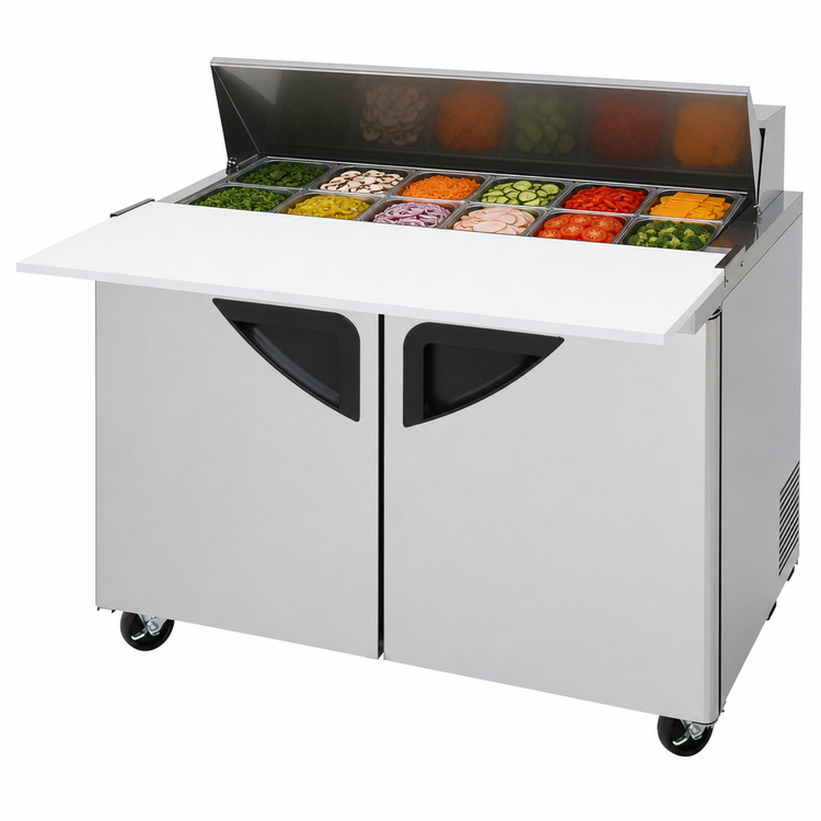 Product image #3 for Turbo Air Super Deluxe 48-Inch Two-Section Sandwich/Salad Prep Table, 12-Pan Opening, 12 Cu. Ft.
