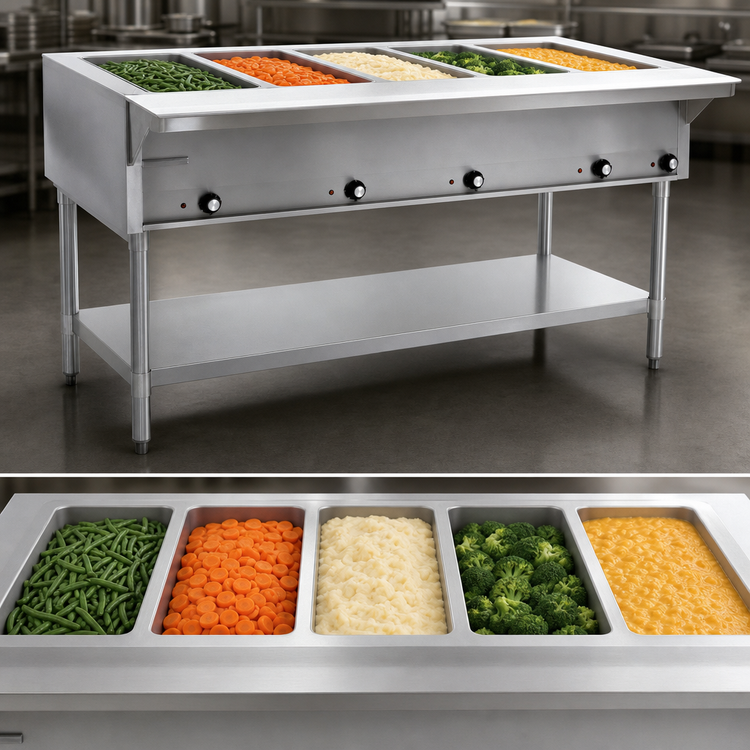 Product image #3 for Eagle Group 79-Inch Electric Hot Food Table with 5 Dry Wells, Open Base, Stainless Steel, 208V