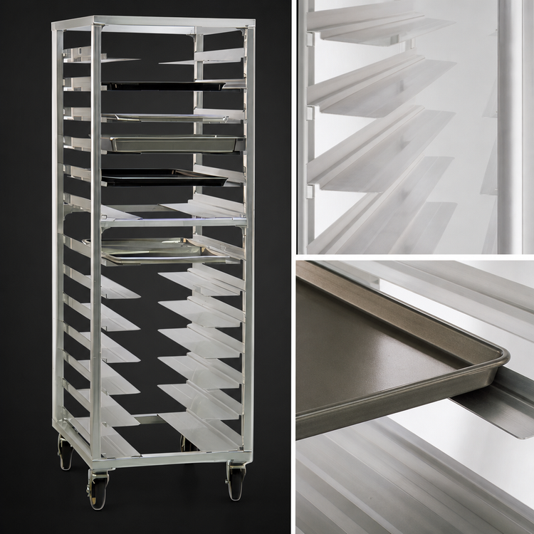 Product image #3 for New Age Universal Mobile Stepped-Angle Pan Rack, 13-Pair, 24-1/2"W x 26"D x 70-1/8"H