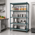Thumbnail image #3 for Quantum WR86-1454WPM Stationary 4-Tier Wire Plastic Mat Shelving Unit, 54 x 14 x 86 Inches, Green Epoxy Coated