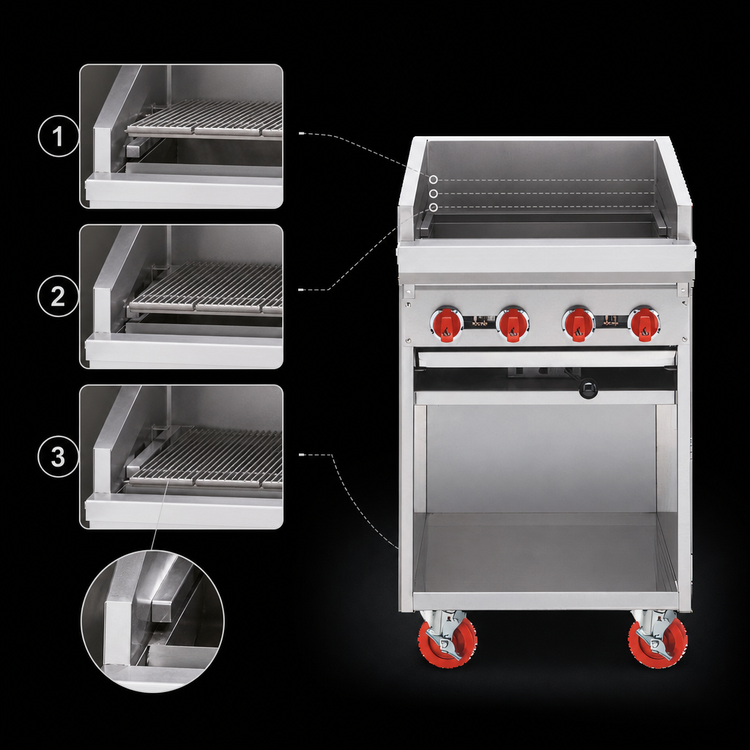 Product image #3 for American Range ADJF-60 60-Inch 10-Burner Gas Adjustable Underfired Charbroiler with Cabinet Base