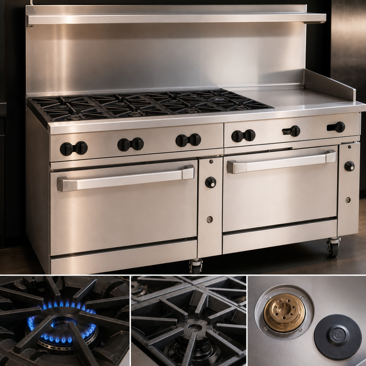 Product image #3 for Wolf Challenger XL 72-Inch Gas Restaurant Range with 8 Open Burners, 24-Inch Griddle, Standard Oven, and Convection Oven
