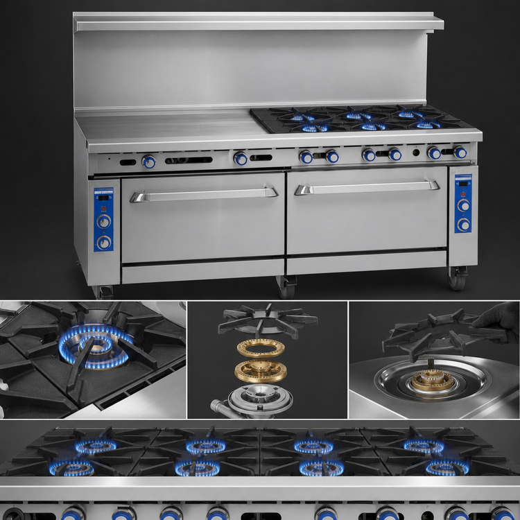Product image #3 for Imperial Pro Series IR-4-G48-CC 72" Gas Restaurant Range with 4 Open Burners, 48" Griddle, and 2 Convection Ovens
